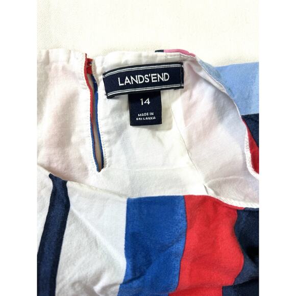Lands' End Girls Trapeze Dress Size 14‎ Sleeveless Cotton Patriotic Sundress - Picture 2 of 9